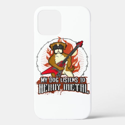 Funny Boxer Dog Play Guitar Music Animals Lover iPhone 12 Pro Case
