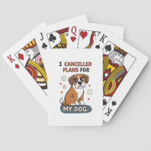 Funny Boxer Dog Quote Cartoon Illustration Poker Cards