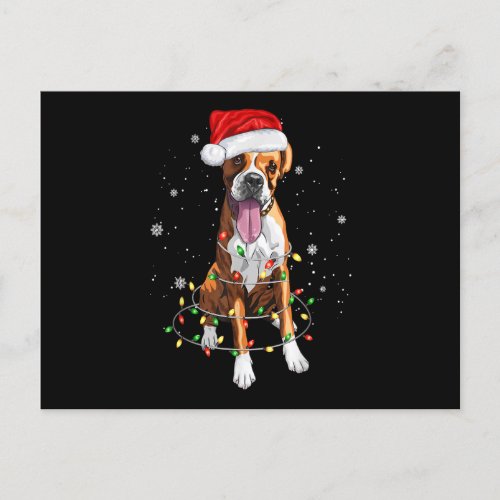 Funny Boxer Dog Tree Christmas Lights Xmas Pajama  Postcard