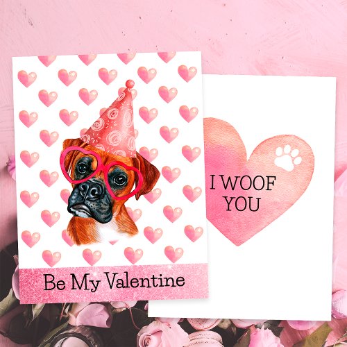 Funny Boxer I Woof You Dog Valentines Day Holiday Card