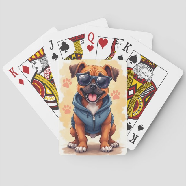 Funny Boxer Kawaii Dog Poker Cards (Back)