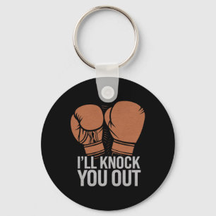 Funny Boxer Knock You Out Boxing Gloves I Will Kno Keychain