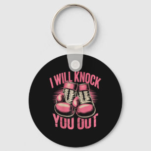 Funny Boxer Knock You Out Boxing Gloves I Will Kno Keychain