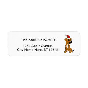 Funny Boxer Mix Dog in Santa hat Christmas Art Label