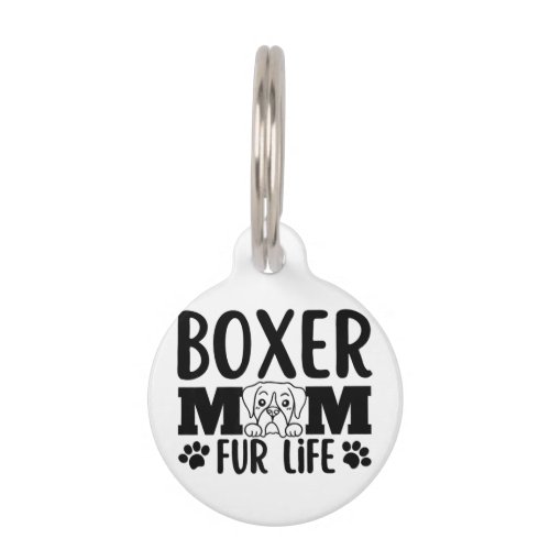 Funny Boxer Mom Cute Dog Puppy Pet Lover  Pet ID Tag