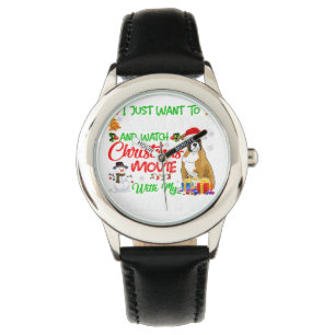 Funny Boxer Santa Hat Xmas Pet Lover Gift Ideas Watch