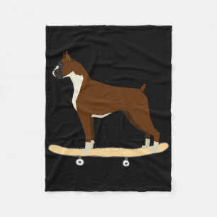 Funny Boxer Skateboarding Puppy Dog Gift Men Women Fleece Blanket