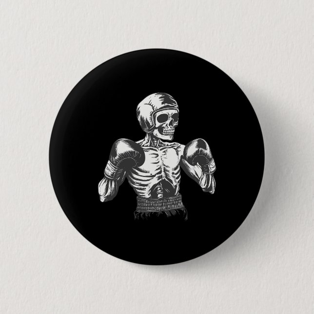 Funny Boxer Skeleton With Boxing Gloves Fighting K Button (Front)