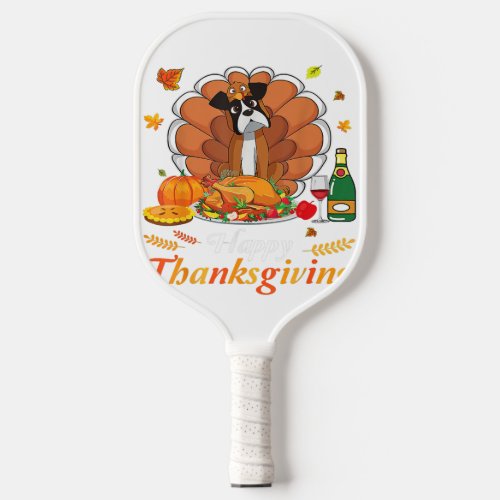 Funny Boxer Turkey Pumpkin Happy Thanksgiving Pickleball Paddle