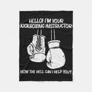 Funny Boxing Art For Men Women Kickboxing Coach Bo Fleece Blanket