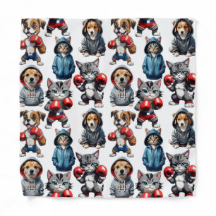 Funny Boxing Cat Dog Pattern Design Bandana