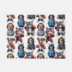 Funny Boxing Cat Dog Pattern Design  Doormat