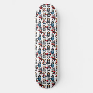 Funny Boxing Cat Dog Pattern Design Skateboard