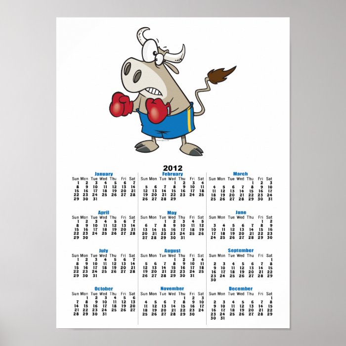 funny boxing fighting bull bullfighter cartoon posters