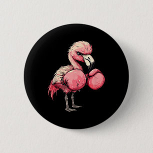 Funny Boxing Flamingo With Pink Gloves Kids Adults Button