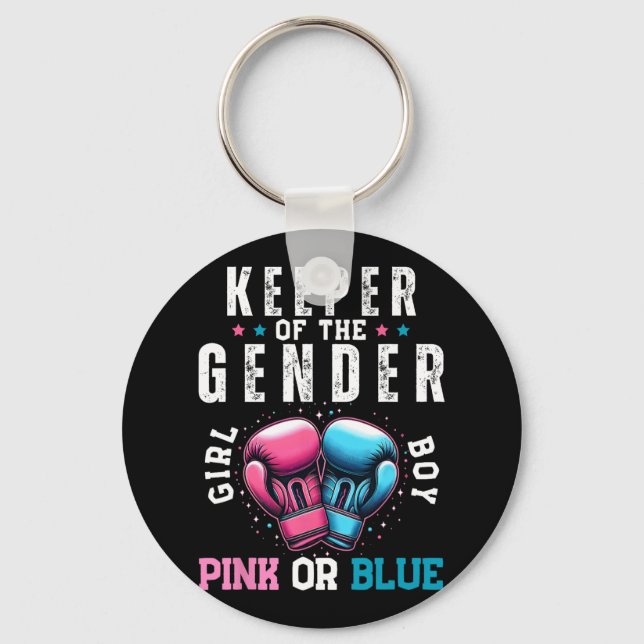 Funny Boxing Gender Reveal Keeper Of Gender Boxer  Keychain (Front)
