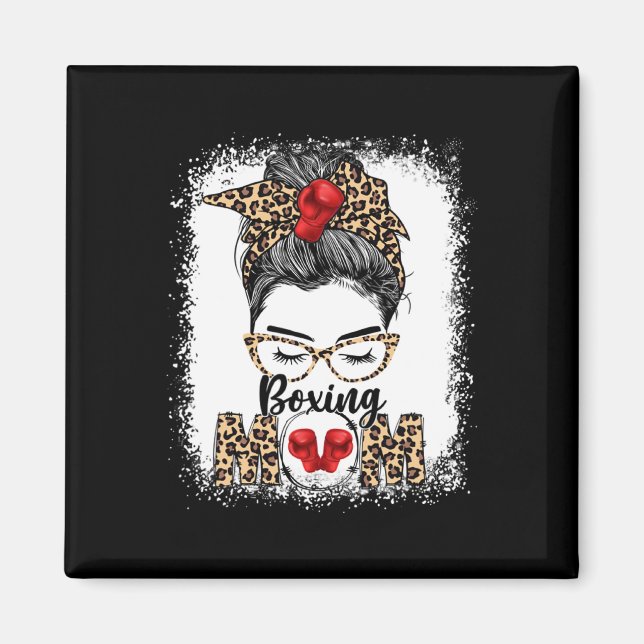 Funny Boxing Gloves Messy Bun Boxing Mom  Magnet (Front)