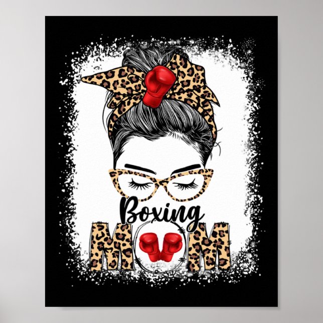 Funny Boxing Gloves Messy Bun Boxing Mom  Poster (Front)