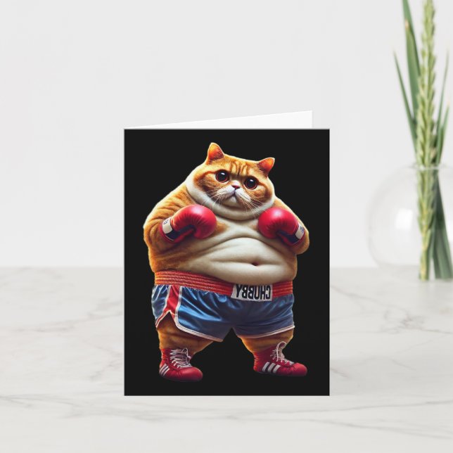 Funny Boxing Gym Workout Cat With Boxing Gloves An Card (Front)