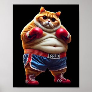 Funny Boxing Gym Workout Cat With Boxing Gloves An Poster