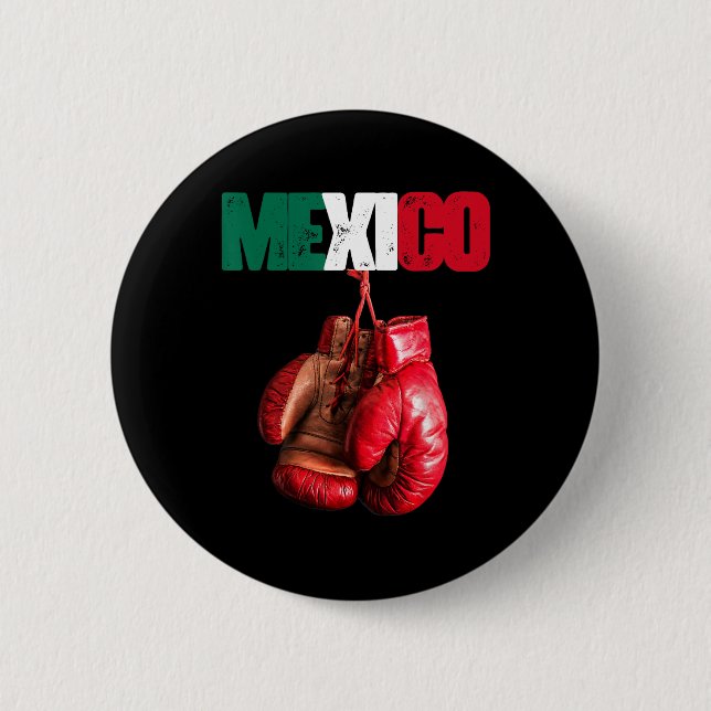 Funny Boxing - I Love Boxing Mexico  Button (Front)