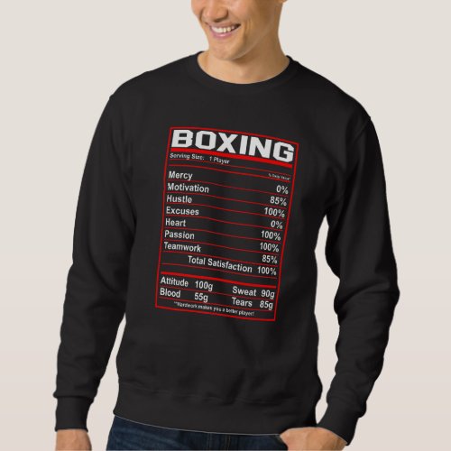 Funny Boxing Nutrition Facts Boxer Sweatshirt