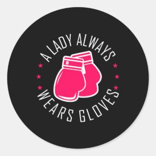 Funny Boxing Pink Gloves T Shirt Women Boxer Classic Round Sticker