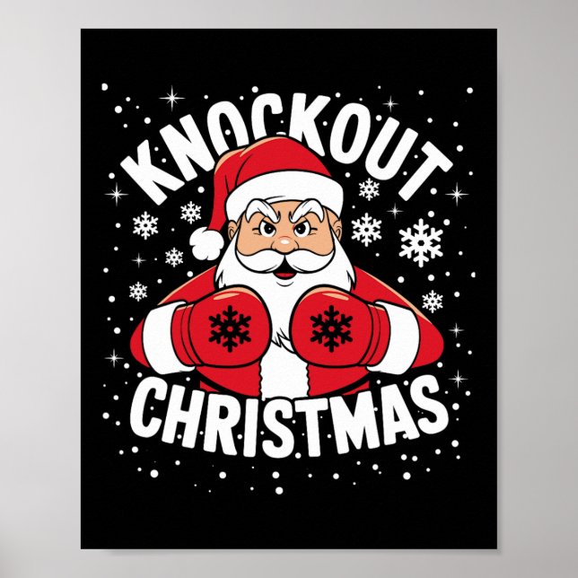 Funny Boxing Player Xmas Lights Santa Boxing Chris Poster (Front)