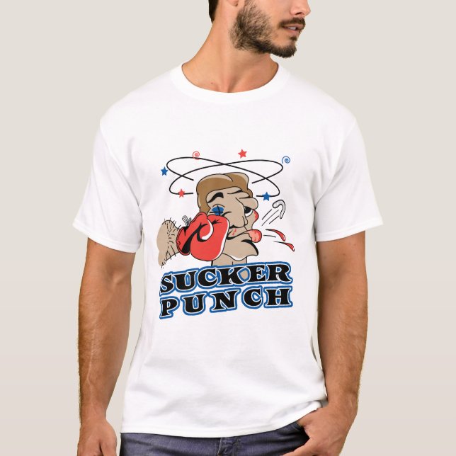 funny boxing sucker punch cartoon T-Shirt (Front)