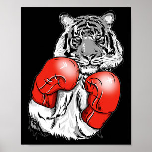 Funny Boxing Tiger With Red Gloves Kids Adults Poster