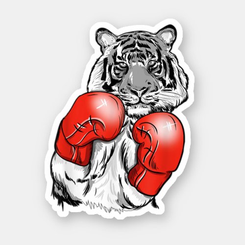 Funny Boxing Tiger With Red Gloves Perfect design Sticker