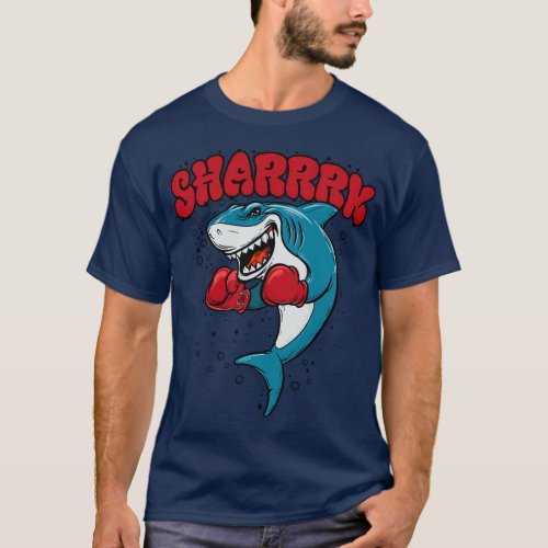 Funny Boxing Whale Shark With Red Gloves Daddy Bab T_Shirt