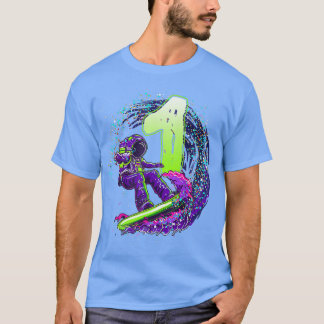 Funny Boy 1st Birthday Astronaut Outer Space Surfe T-Shirt