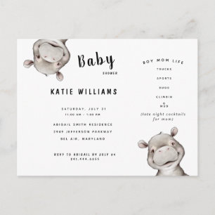 Funny Boy Life Hippo Baby Shower Invitation