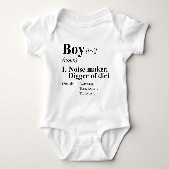 Funny Boy Meaning Dictionary Style Baby Bodysuit (Front)