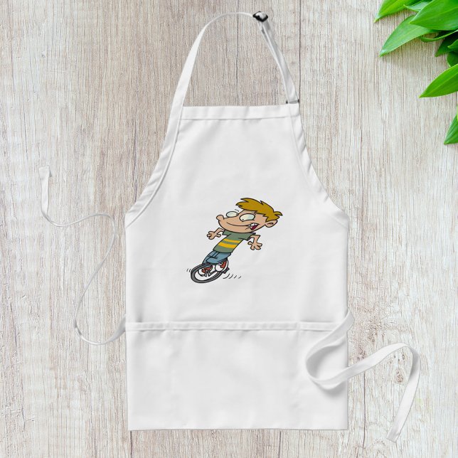 Funny Boy Riding Unicycle Adult Apron (Creator Uploaded)