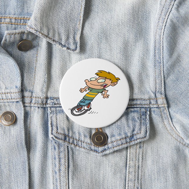 Funny Boy Riding Unicycle Button (Creator Uploaded)