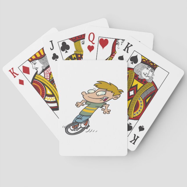 Funny Boy Riding Unicycle Poker Cards (Back)