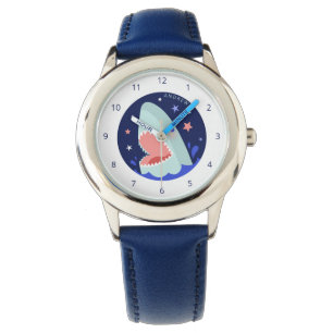 Funny Boy Shark Navy Blue Nautical Kids Name Sea Watch