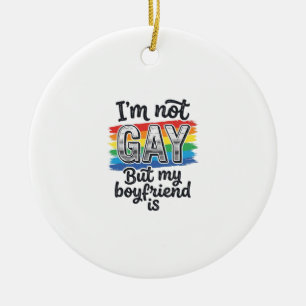 Funny Boyfriend Pride Vintage Engraving Shirt Desi Ceramic Ornament
