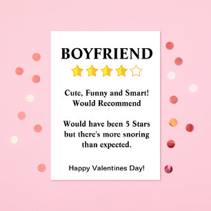 Funny Boyfriend Valentine's Cad for Snoring Card