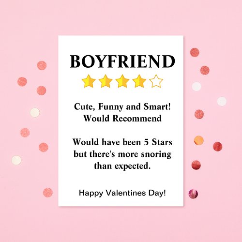 Funny Boyfriend Valentines Cad for Snoring Card