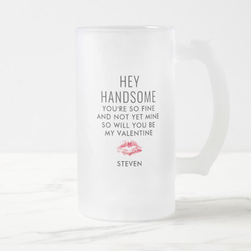 Funny Boyfriend Valentines Day Personalized Frosted Glass Beer Mug