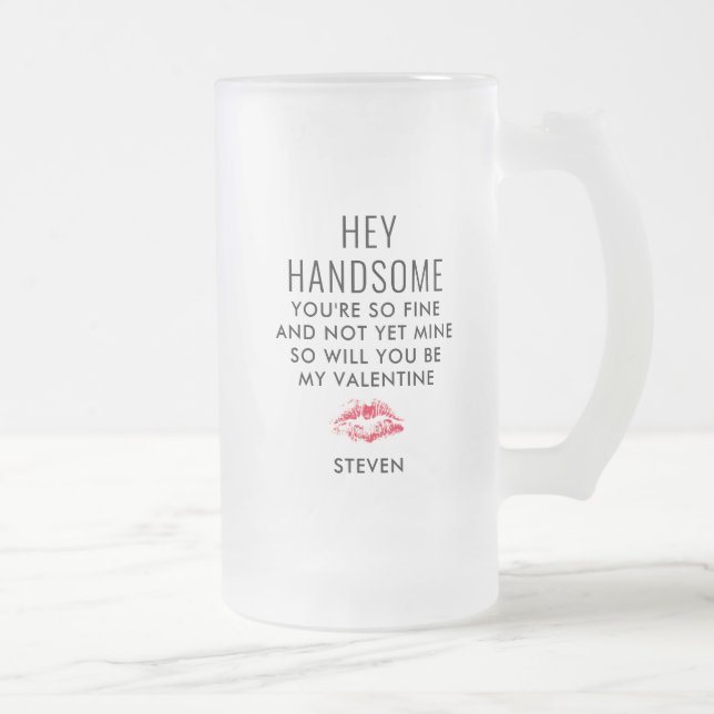 Funny Boyfriend Valentines Day Personalized Frosted Glass Beer Mug (Right)