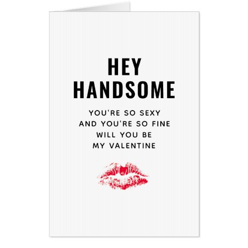 Funny Boyfriend Valentines Day Poem Red Kiss Big Card