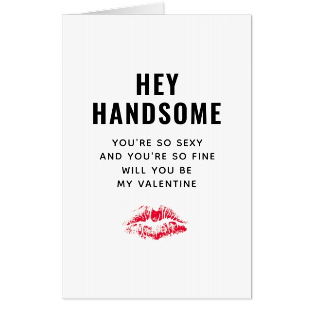 Funny Boyfriend Valentines Day Poem Red Kiss Big Card (Front)