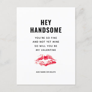 Funny Boyfriend Valentines Day Poem Red Kiss Name Holiday Postcard