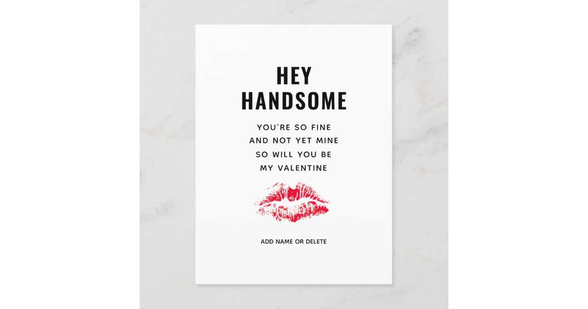 Funny Boyfriend Valentines Day Poem Red Kiss Name Holiday Postcard | Zazzle