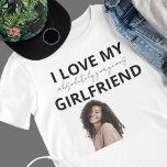 Funny Boyfriend with Girlfriend's Photo Gift T-Shirt<br><div class="desc">Bring humor and heart together with our 'I Love My Girlfriend' Funny Photo T-shirt—a perfect blend of personalized charm and playful expression. Customize it with your photo to transform this shirt into a unique, sentimental keepsake. This funny and endearing design makes for an ideal gift, whether it's his birthday, an...</div>
