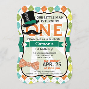 Funny Boy's 1st Birthday Party Invitation